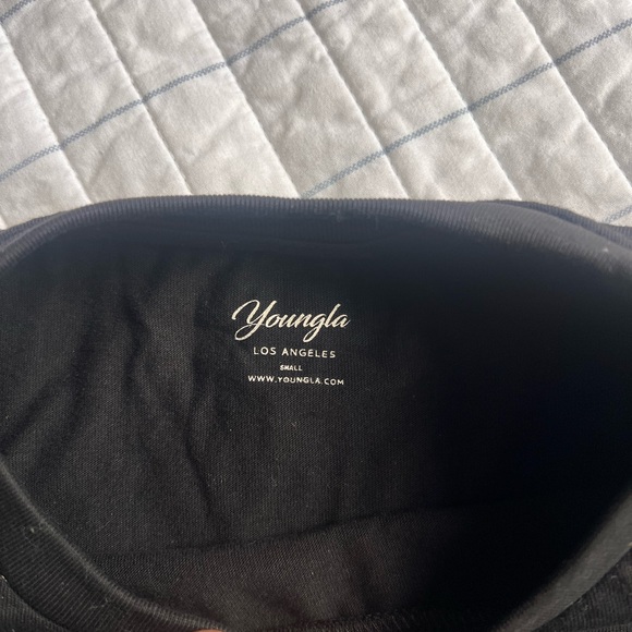 YoungLA Black Crop Top with Bold Lettering - Picture 3 of 3